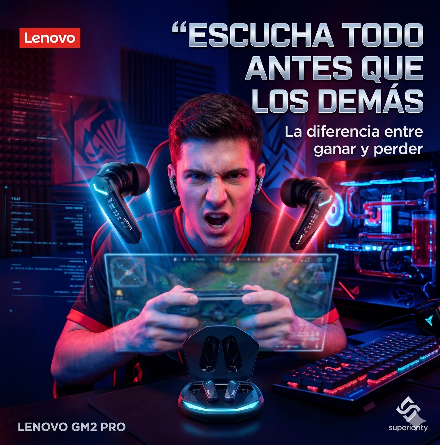 Audífonos Gaming LENOVO GM2 Pro – Sonido Envolvente · Micrófono · RGB